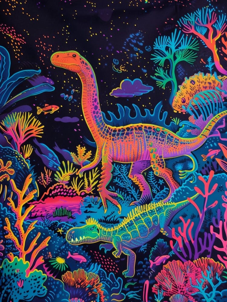 Neon Underwater Dinosaurs 2