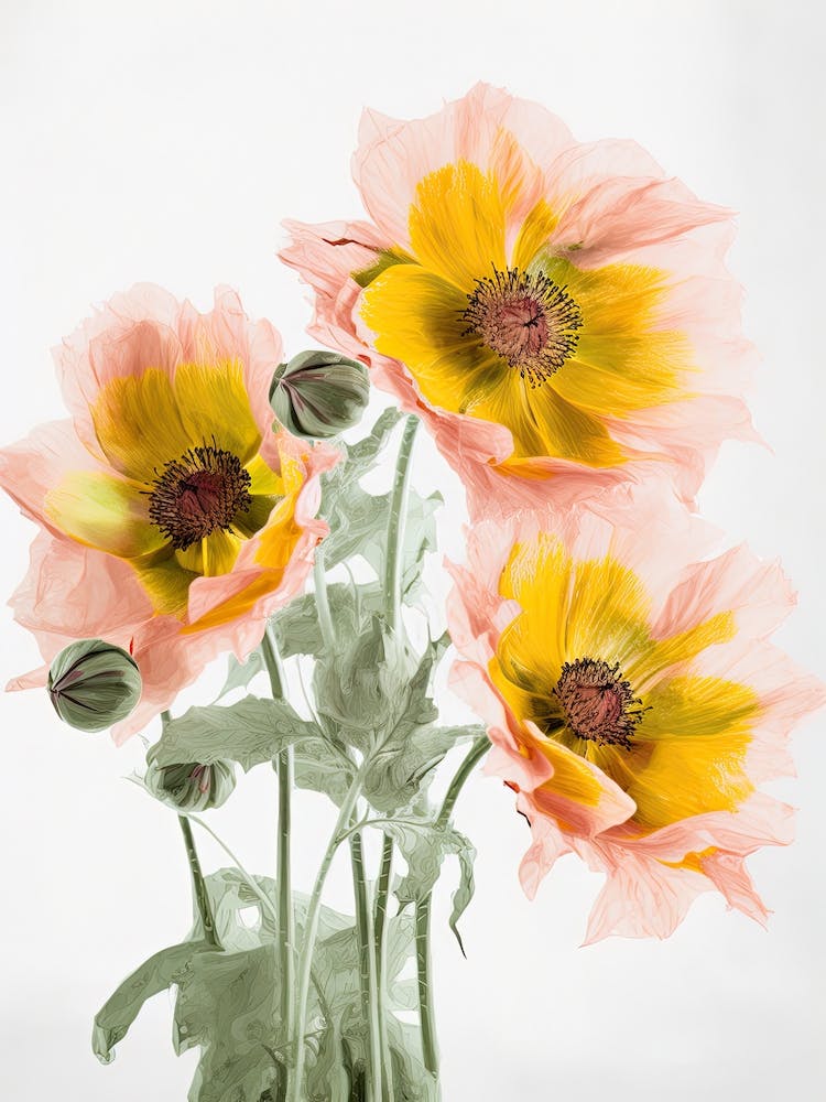 Sunflowers Flowers Acrylic Painting In Pastel Colours 6