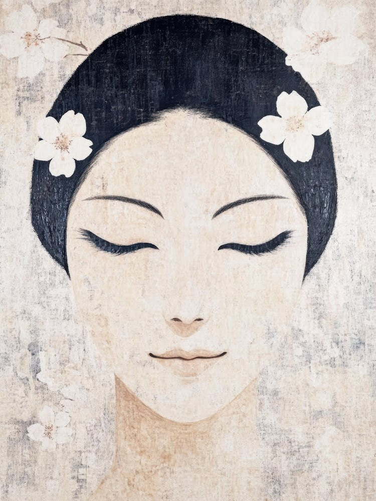 Asian Woman With Flowers 3