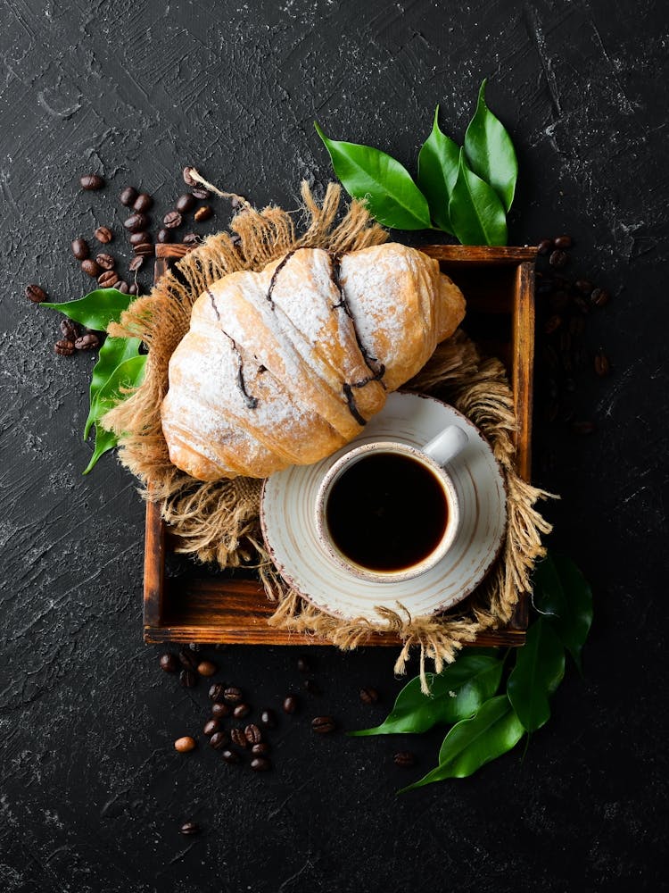 Croissants — Food kitchen poster/blackboard, photo art 1