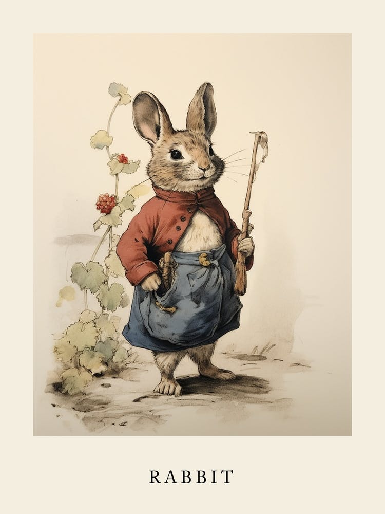 Beatrix Potter Inspired  Animal Watercolour Rabbit 3