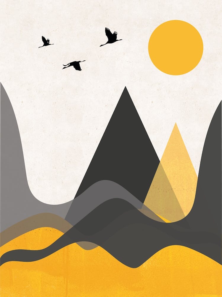 Hills And Mountains Mustard Abstract