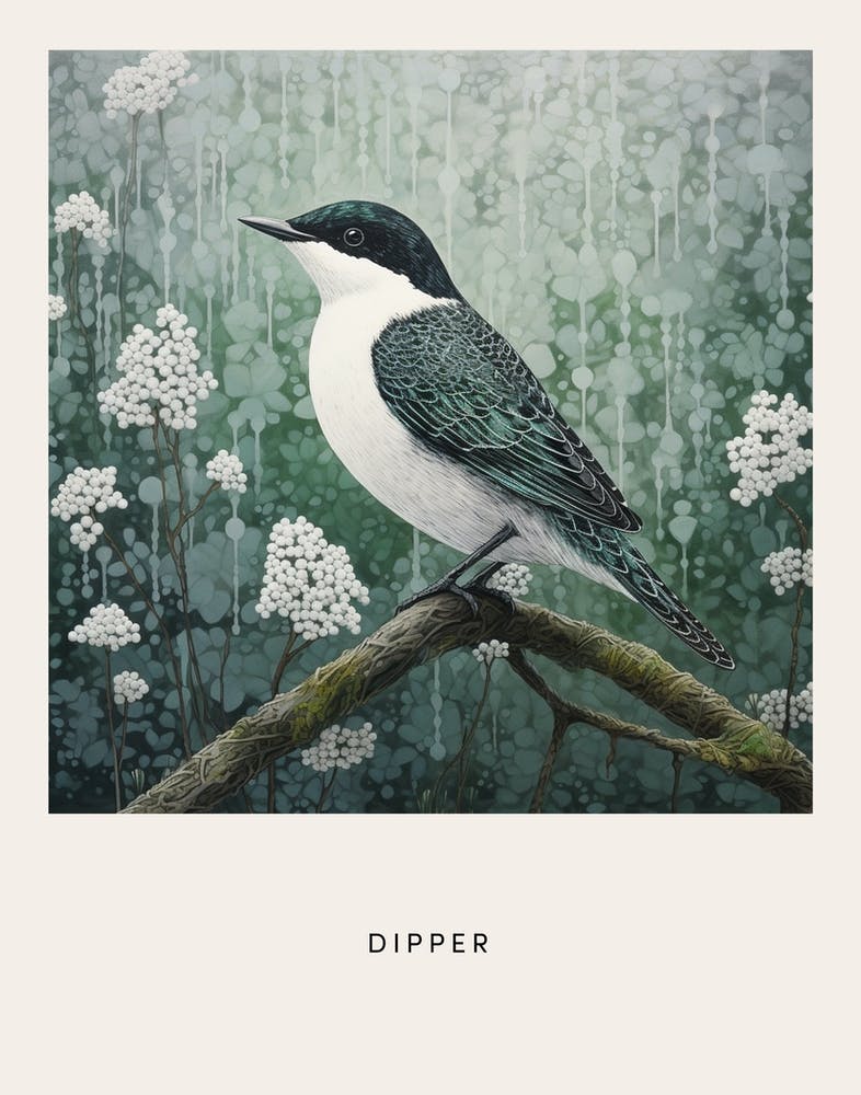 Ohara Koson Inspired Bird Painting Dipper 1 Poster