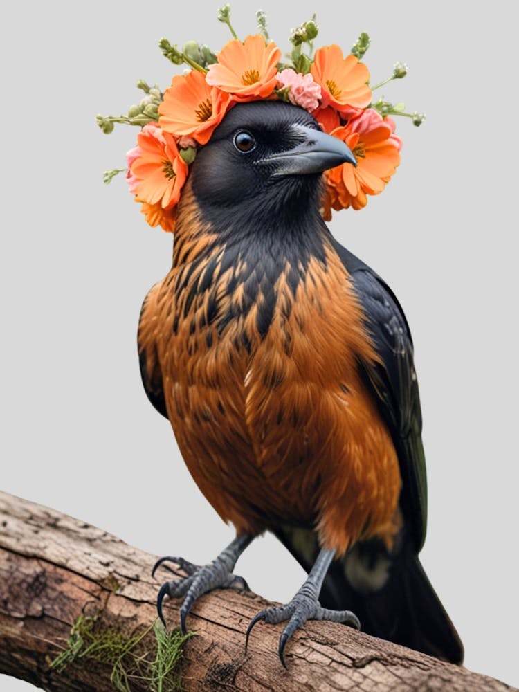 Crow With Flowers 3