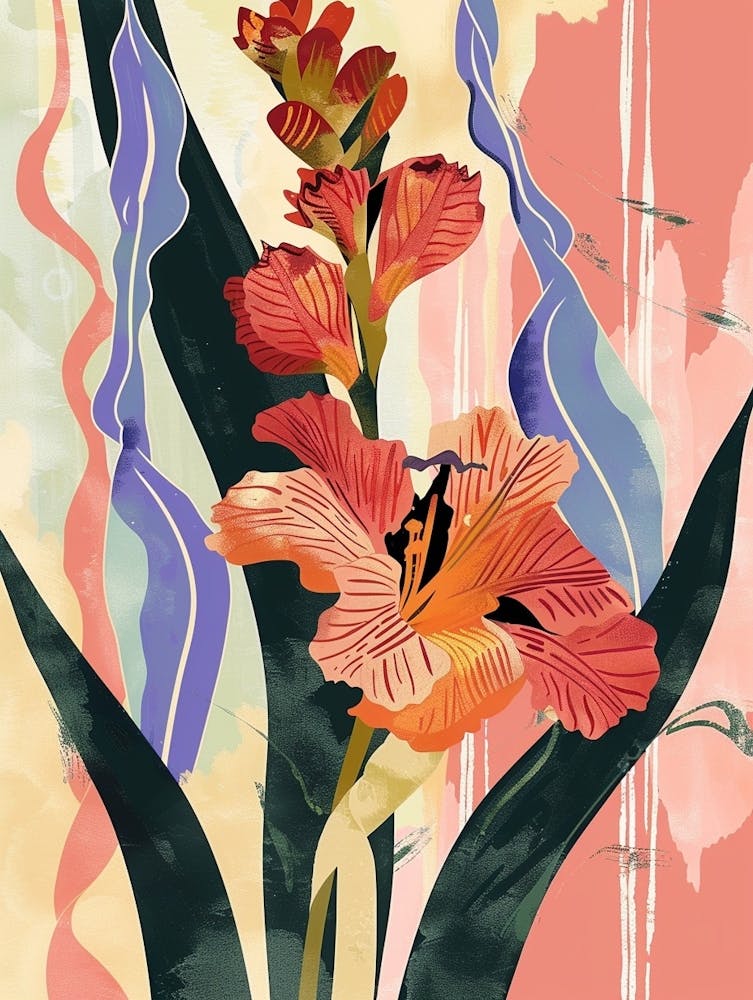 Colourful Flower Illustration Gladiolus 3