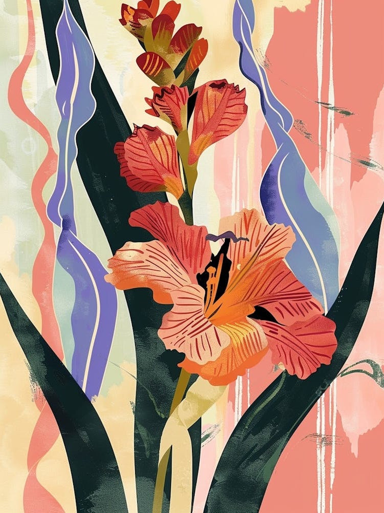 Colourful Flower Illustration Gladiolus 3