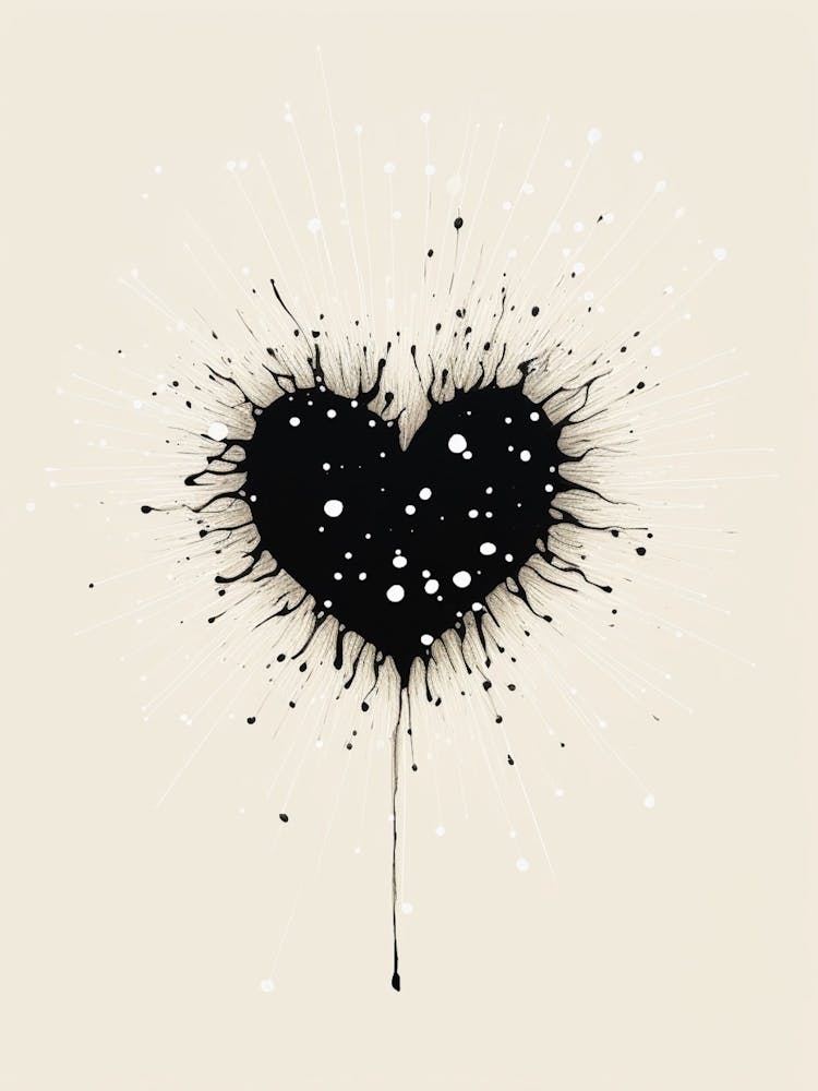 Black Heart Dripping Paint