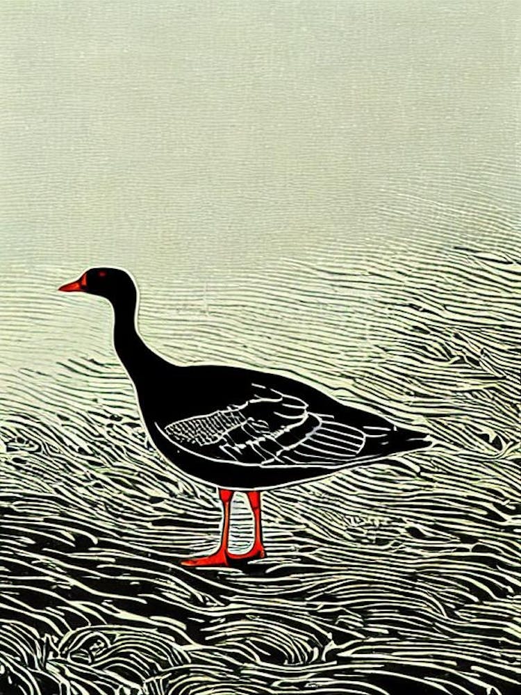 Goose 2 Linocut Bird