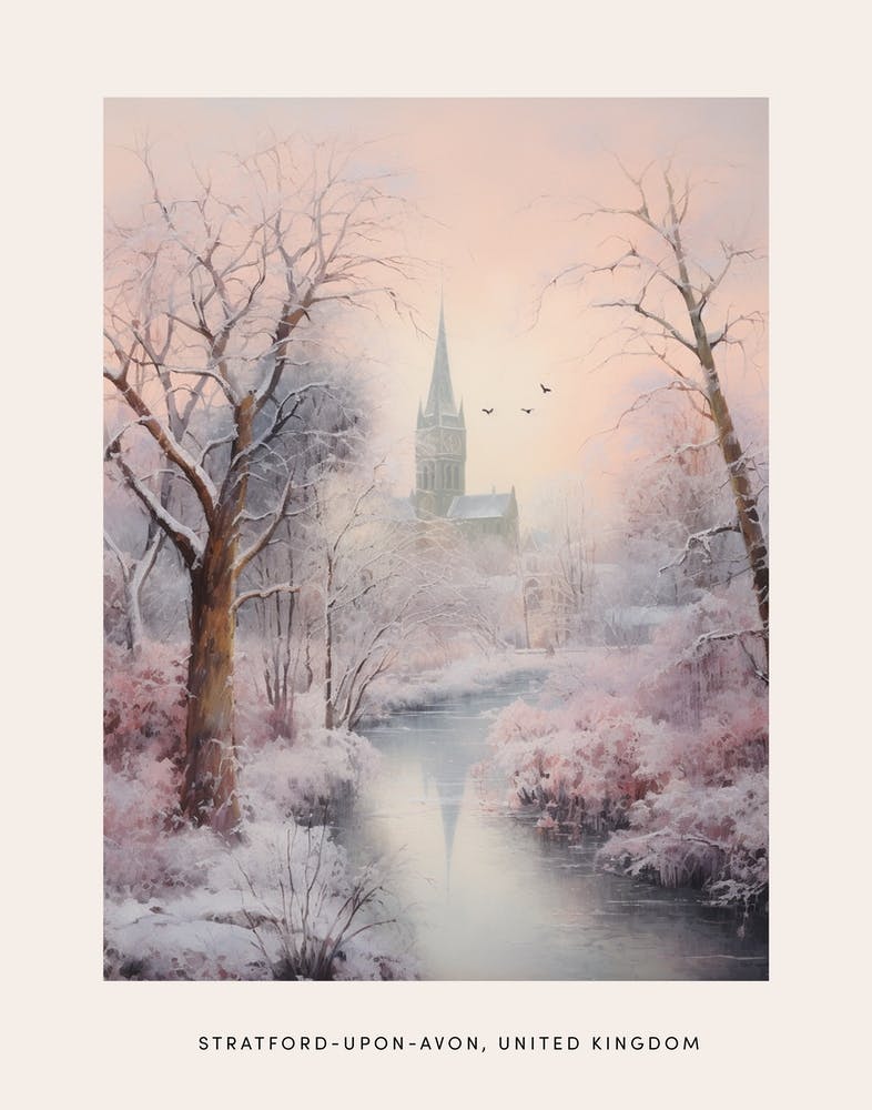 Dreamy Winter Painting Poster Stratford Upon Avon United Kingdom 4