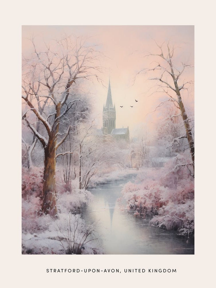 Dreamy Winter Painting Poster Stratford Upon Avon United Kingdom 4