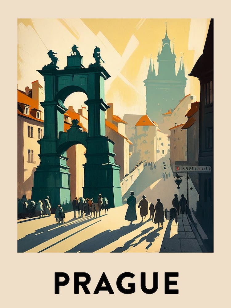 Prague 3 Vintage Travel Poster