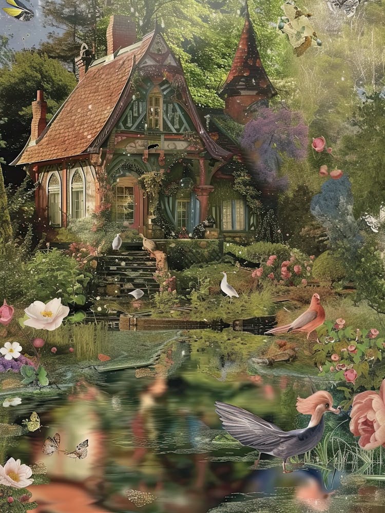 Märchenhafter Monet-Teich-Sammelalbum-Collage 4