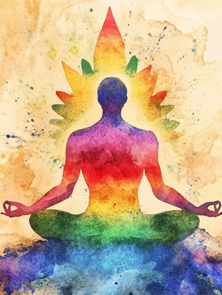 7 Color Chakra Human Lotus Pose Yoga, Abstract World, Universe Inside Your Mind Mental 1