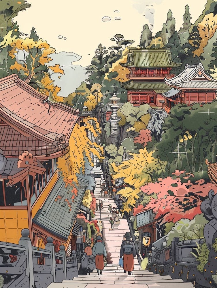 Nikko Japan 4 Retro Illustration