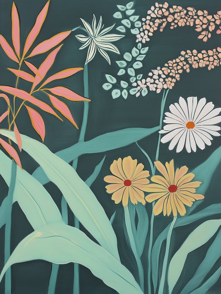 Pastel Blumenmalerei, Botanic Blüten Artprint