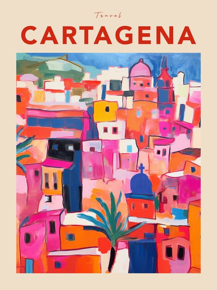 Carthagène Espagne 6 Affiche de voyage Fauviste