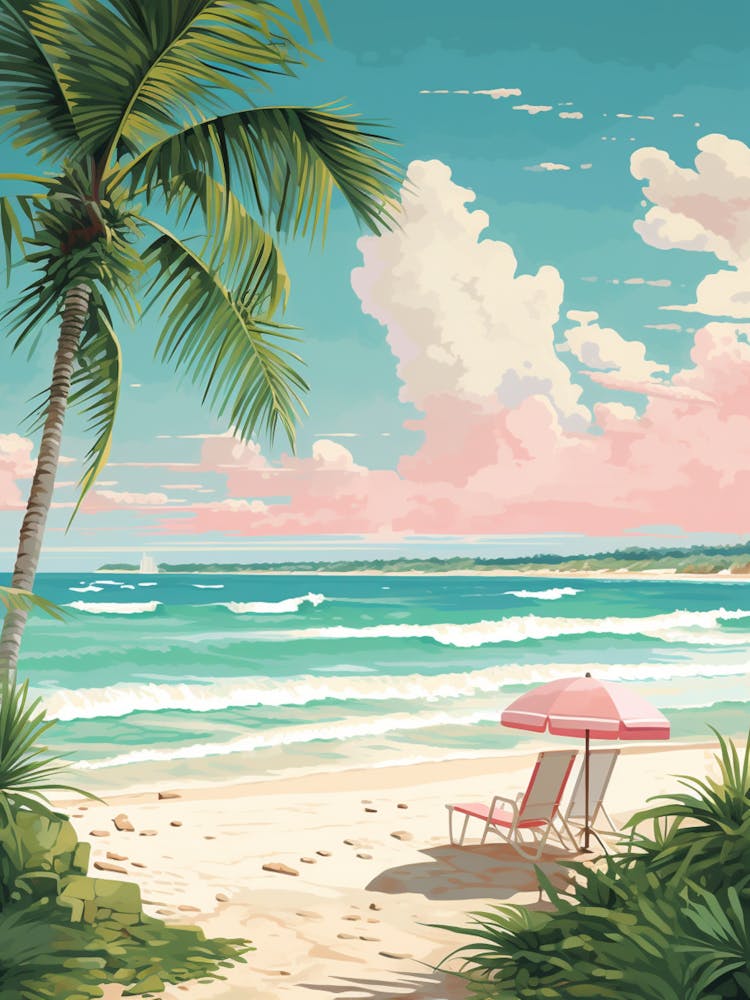 A Canvas Painting Of Tulum Beach, Riviera Maya Mexico 3