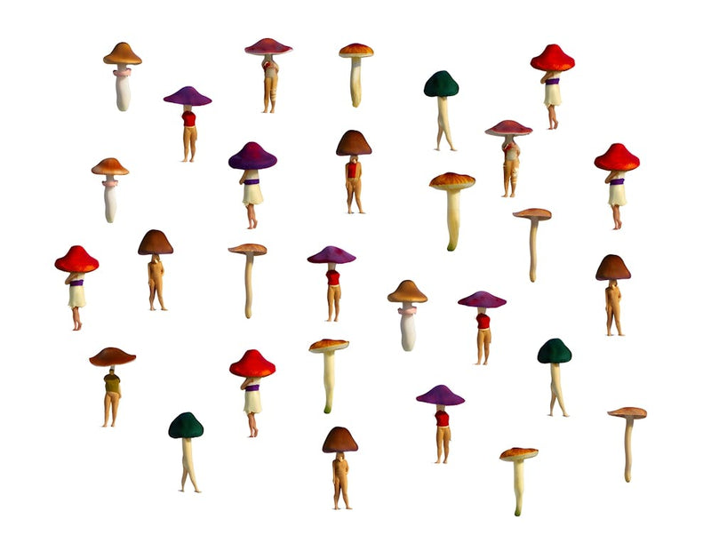 Gathering of Whimsical Mushroom Folk - Quirky Creature