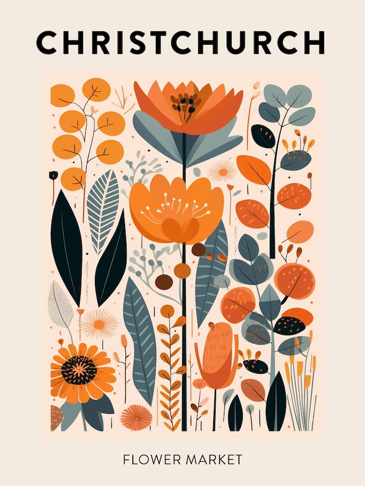 Flower Market Poster Christchurch New Zealand