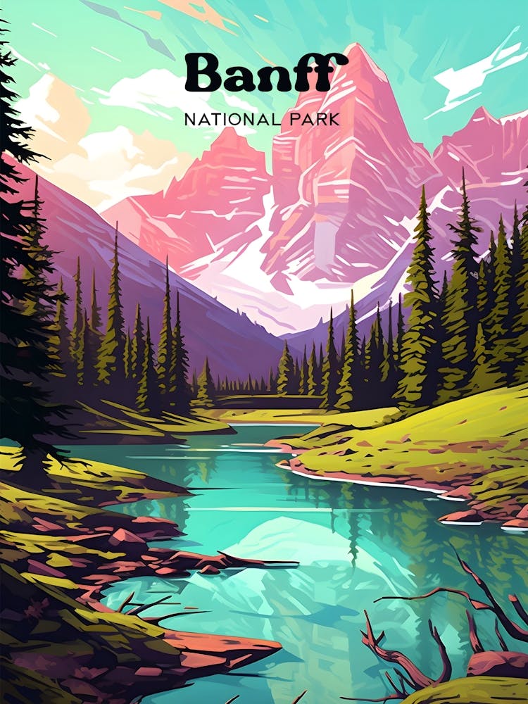 Banff National Park Canada Backpacking Travel Art 