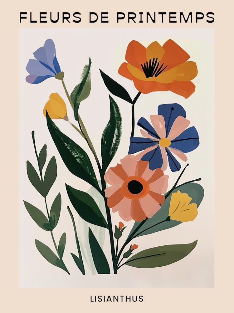 Affiche Florale Française de Printemps Lisianthus 1