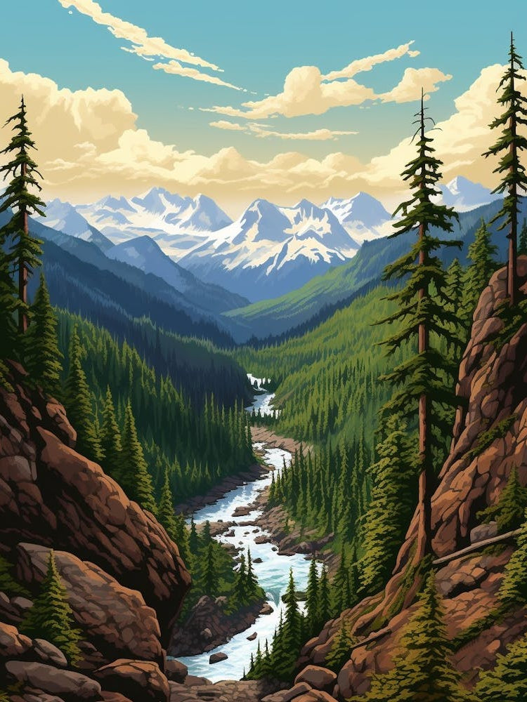 North Cascades National Park Retro Pop Art 7