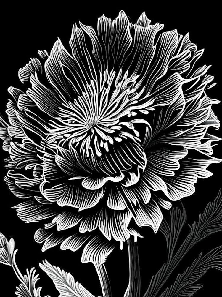 Calendula Leaf Linocut 1