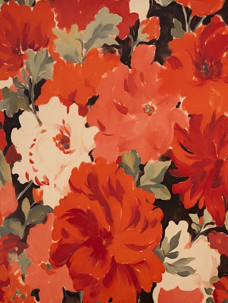 Red Flower Impressionist Painting 3