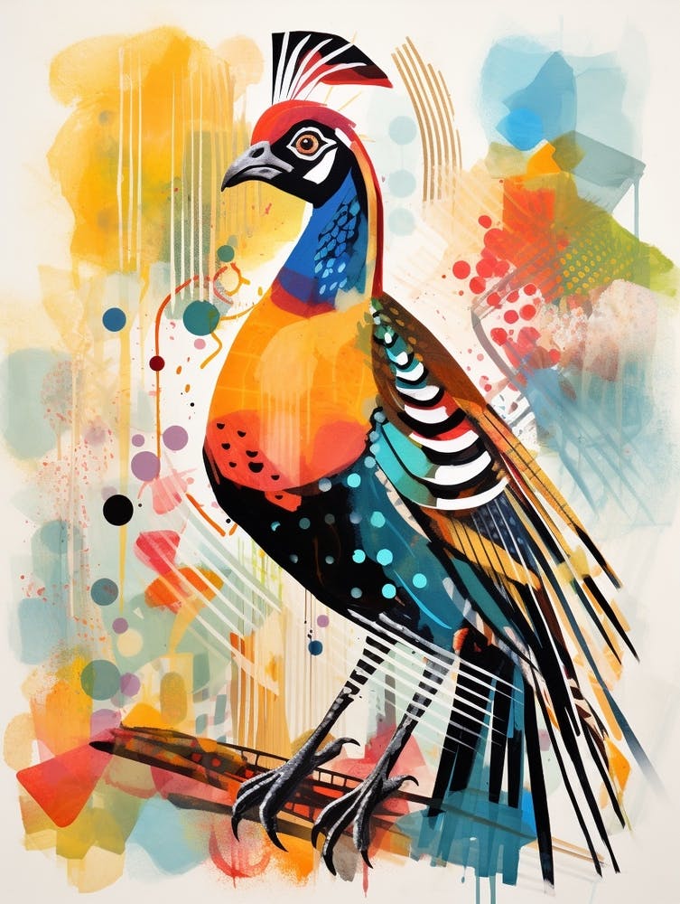 Bird Painting Collage Pheasant 8