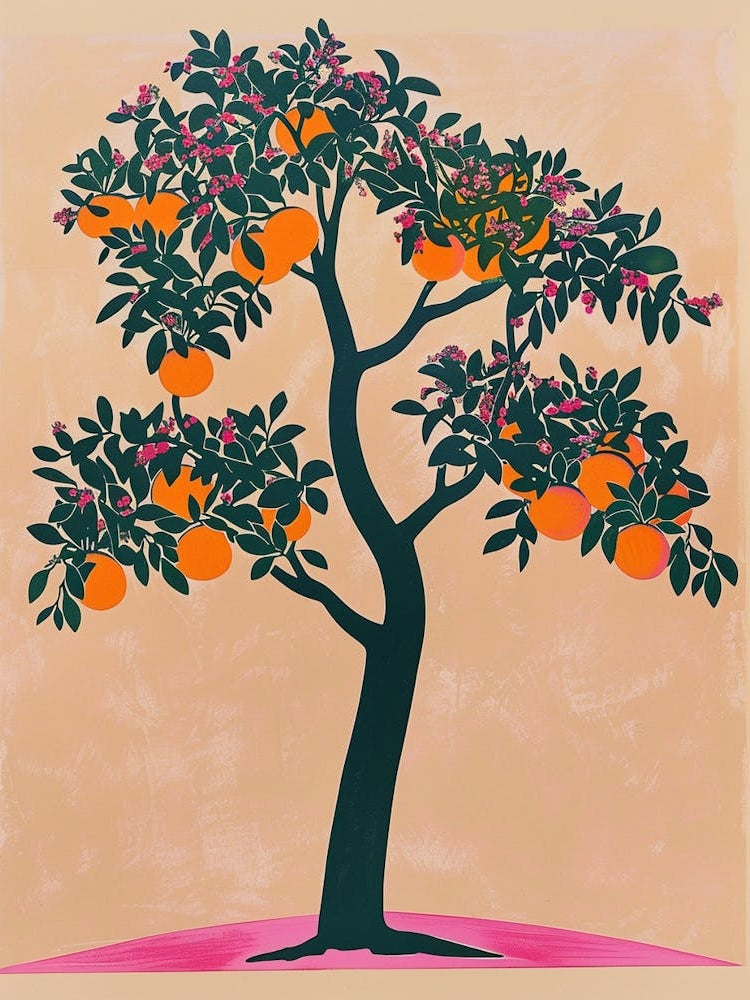 Orange Tree Colourful Illustration 2
