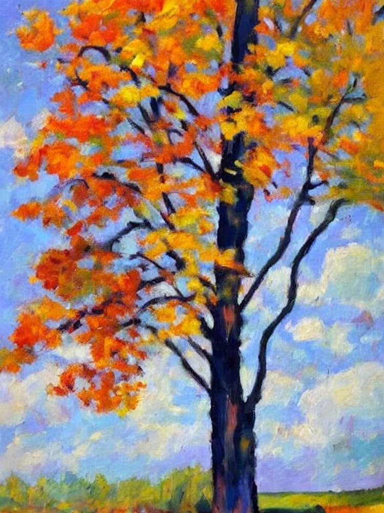 Poplar 1 tree Abstract Block Colour