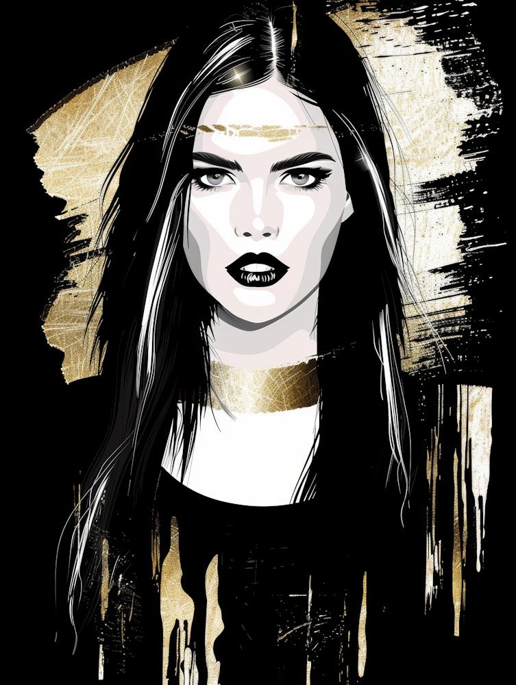 Gold Girl In Black