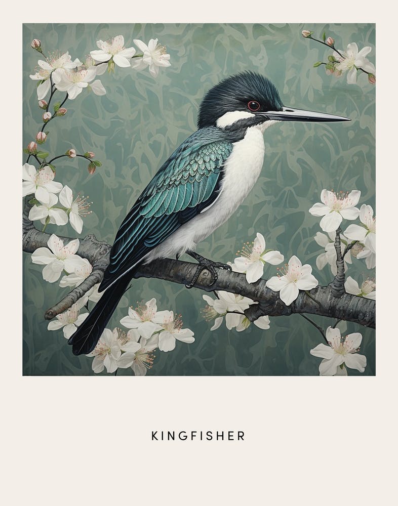 Ohara Koson Inspired Bird Painting Kingfisher 1 Poster