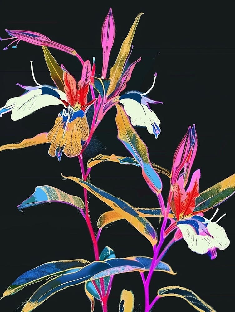 Neon Flowers On Black Lobelia 4