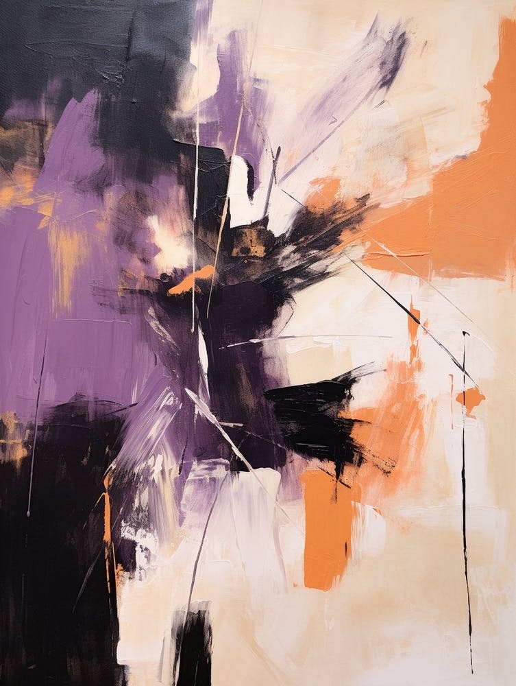 Lilac And Orange Autumn Abstract Painting 7