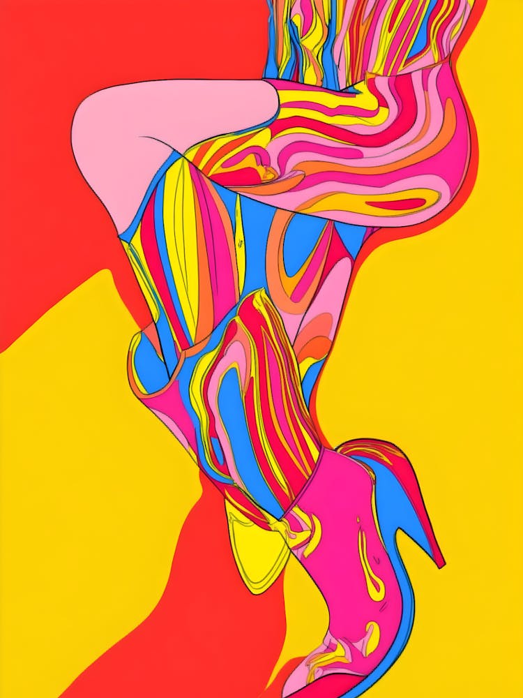 Woman In Colorful Boots
