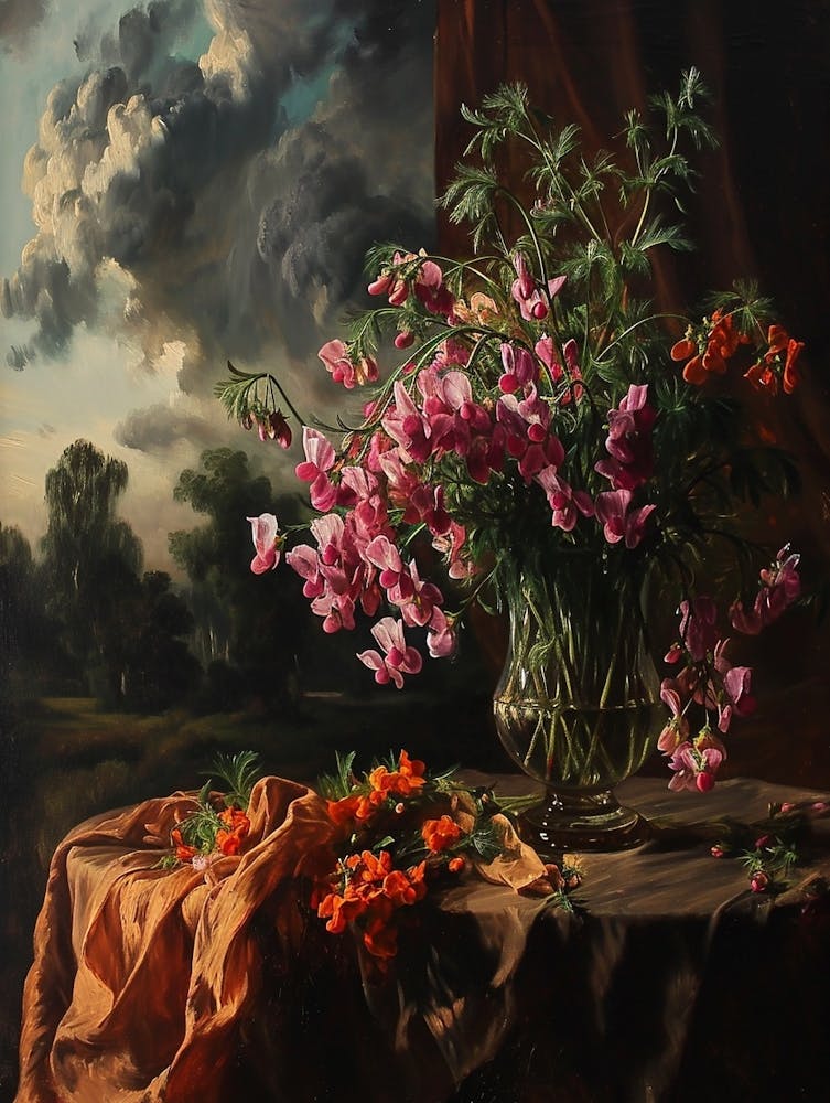 Baroque Floral Still Life Sweet Pea 3