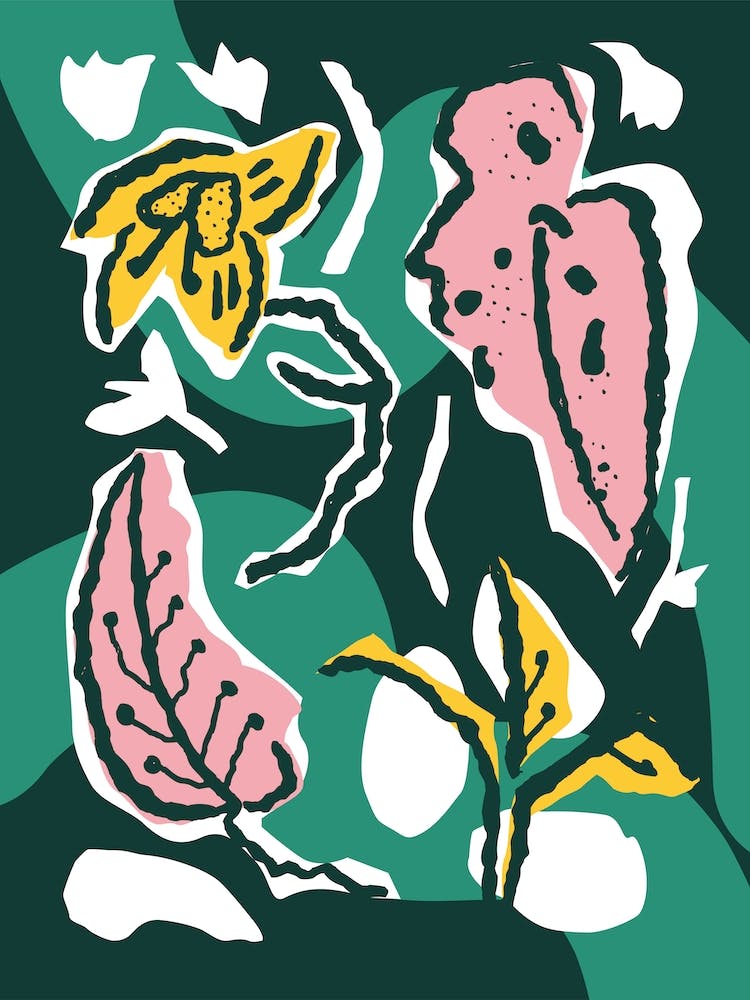 Bright Leaves On Grass 