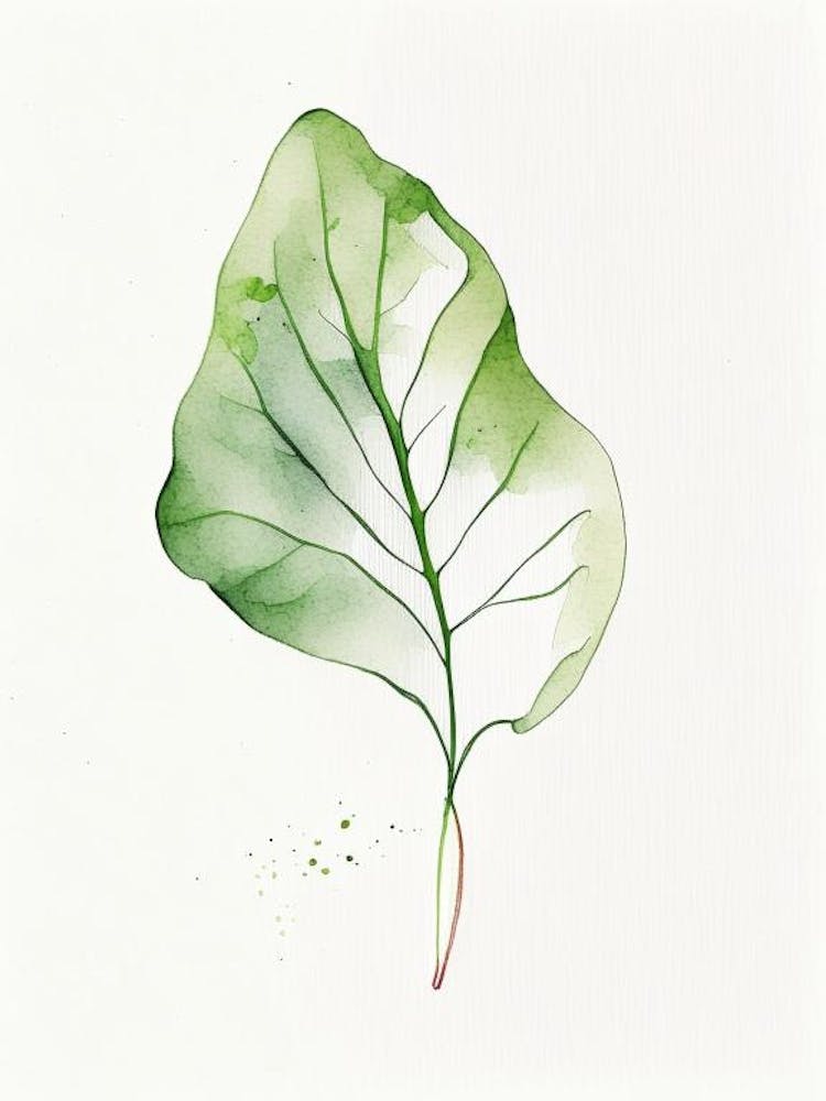 Radish Leaf Minimalist Watercolour