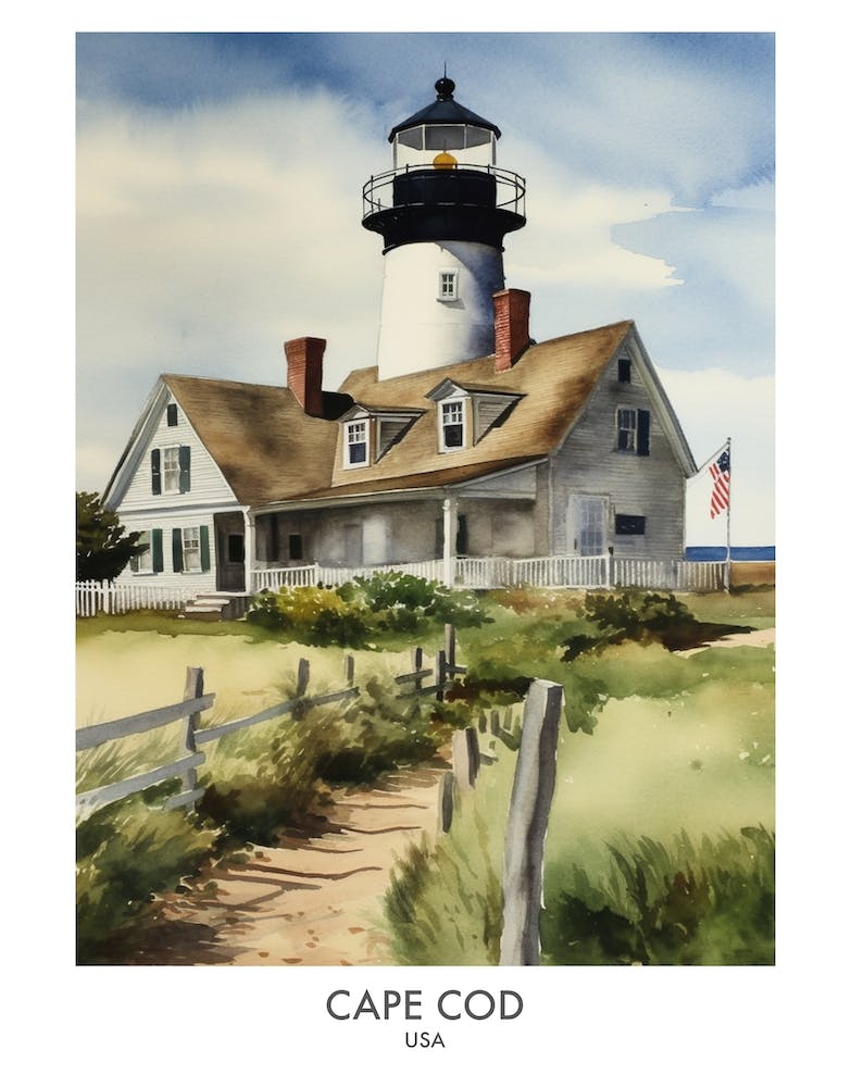 Cape Cod 2 Watercolour Travel Poster