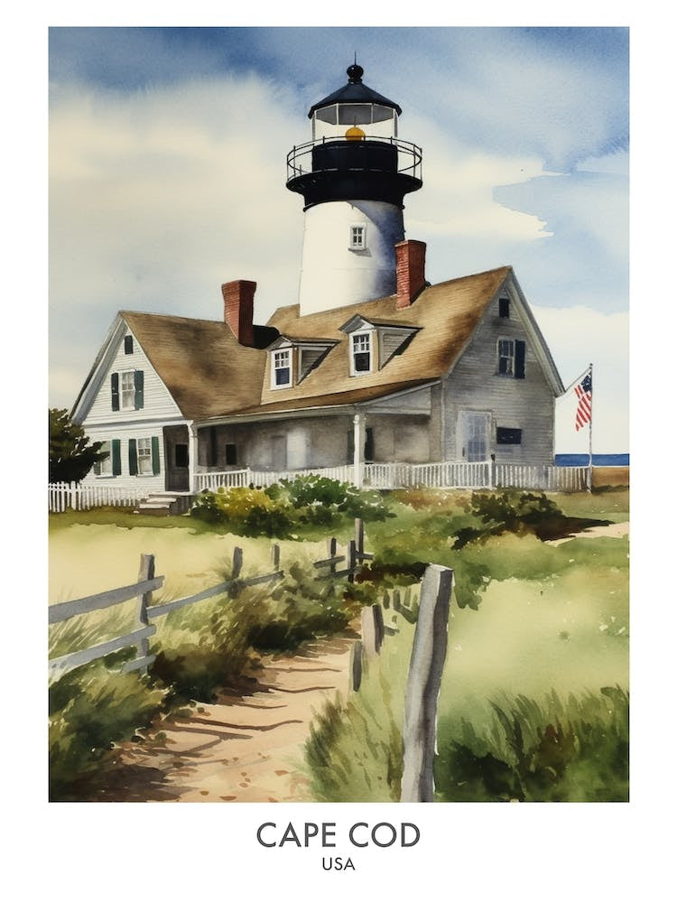 Cape Cod 2 Watercolour Travel Poster