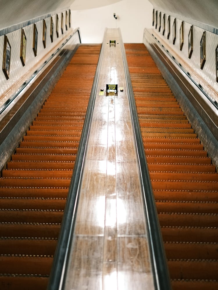 Escalator In A Metro Station // Antwerp, Belgium Travel Photography