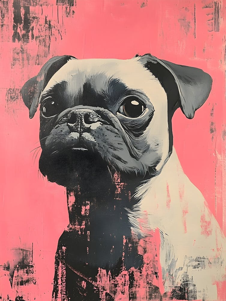 Minimal Pug With Pink Background 1