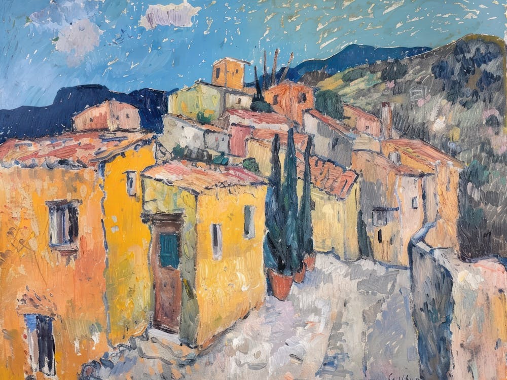 Tranquil Townscape Painting Inspired By Paul Cezanne