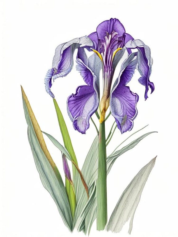 Iris Floral Quentin Blake Inspired Illustration 2 Flower
