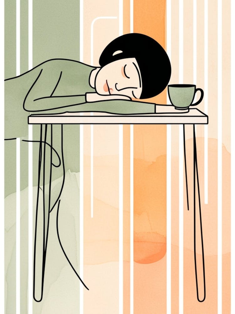 Woman Sleeping At A Table