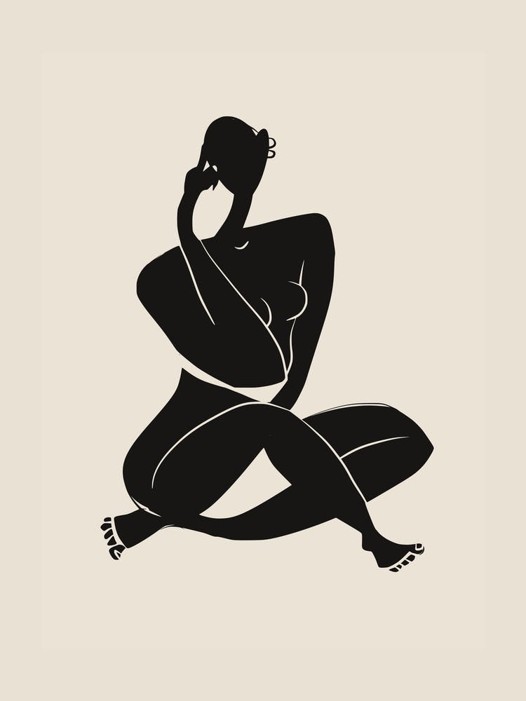 Nude Sitting Pose In Black