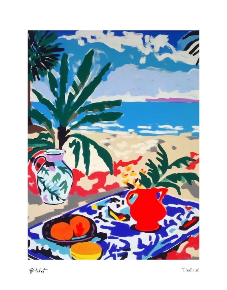 Phuket Thailand Matisse Style 2 Watercolour Travel Poster