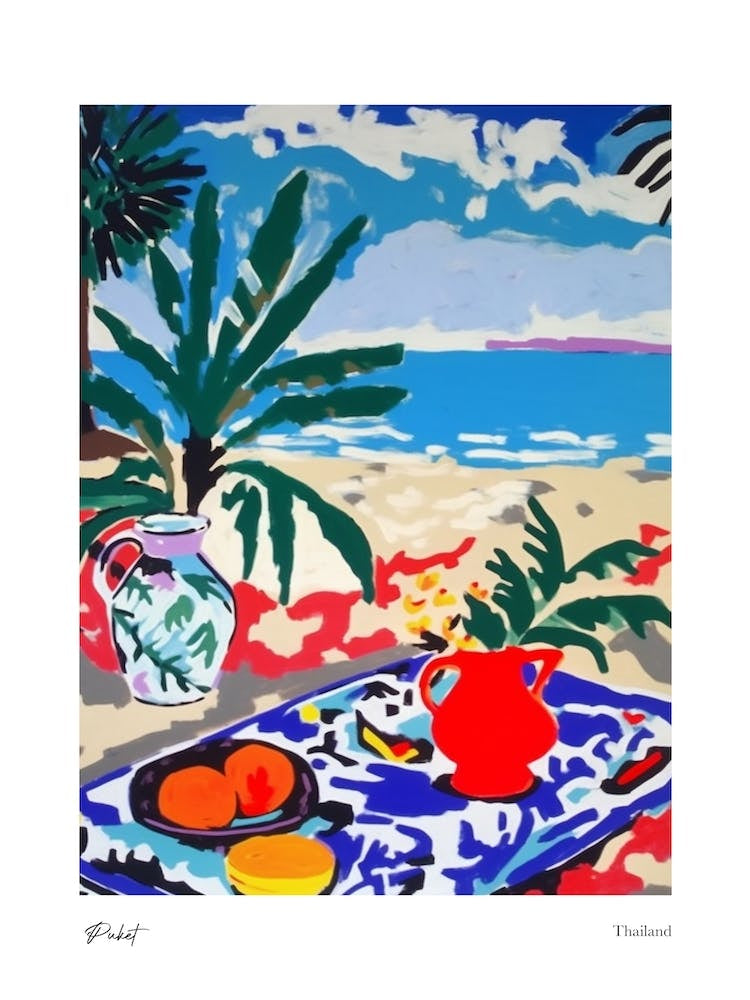 Phuket Thailand Matisse Style 2 Watercolour Travel Poster