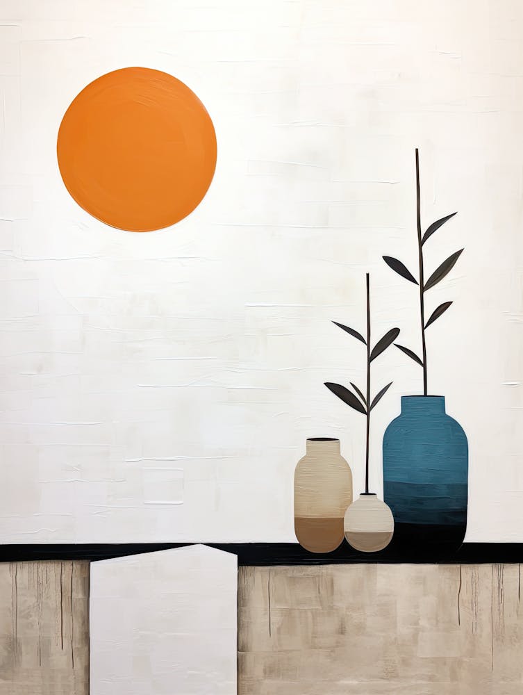 Vases And Sun, Boho Art Style